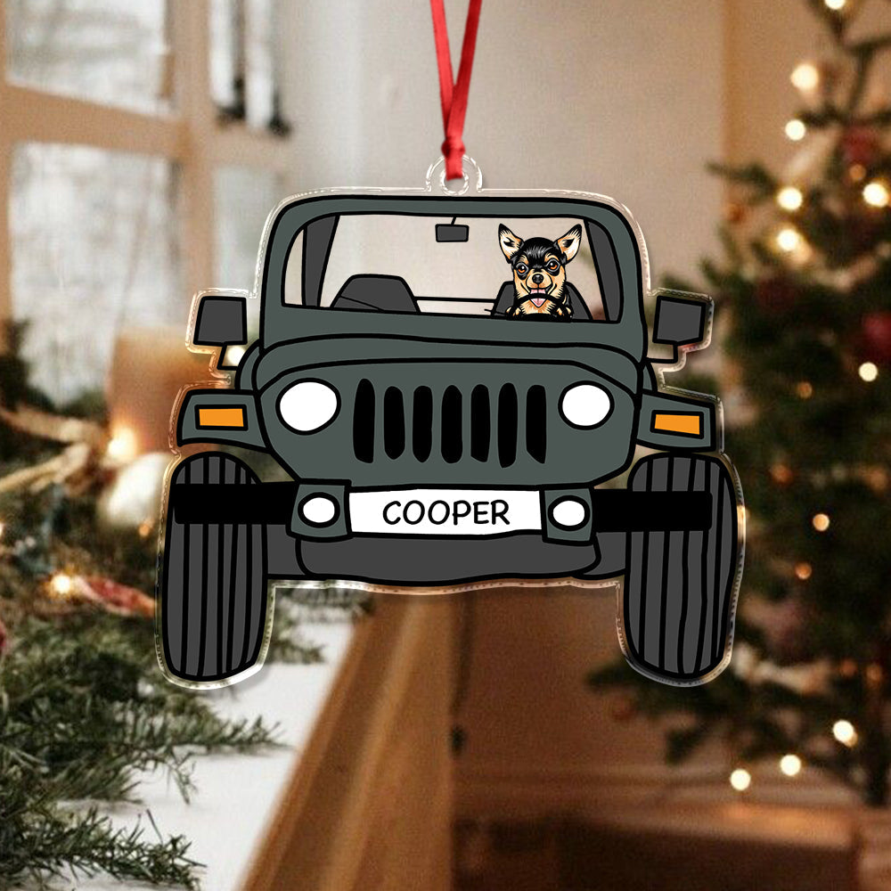 Personalized Dog On Car Acrylic Ornament For Dog Lovers TH10 894441