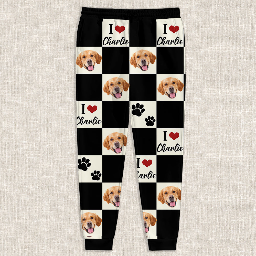 Custom Photo I Love My Dog Cat Sweatpants Gift For Pet Lovers HA75 892606
