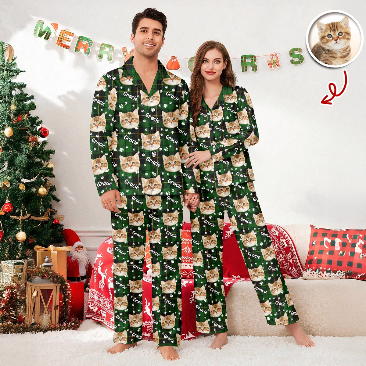 Custom Pet Face Name Christmas Pajamas Gift For Pet Lovers CH07 899950