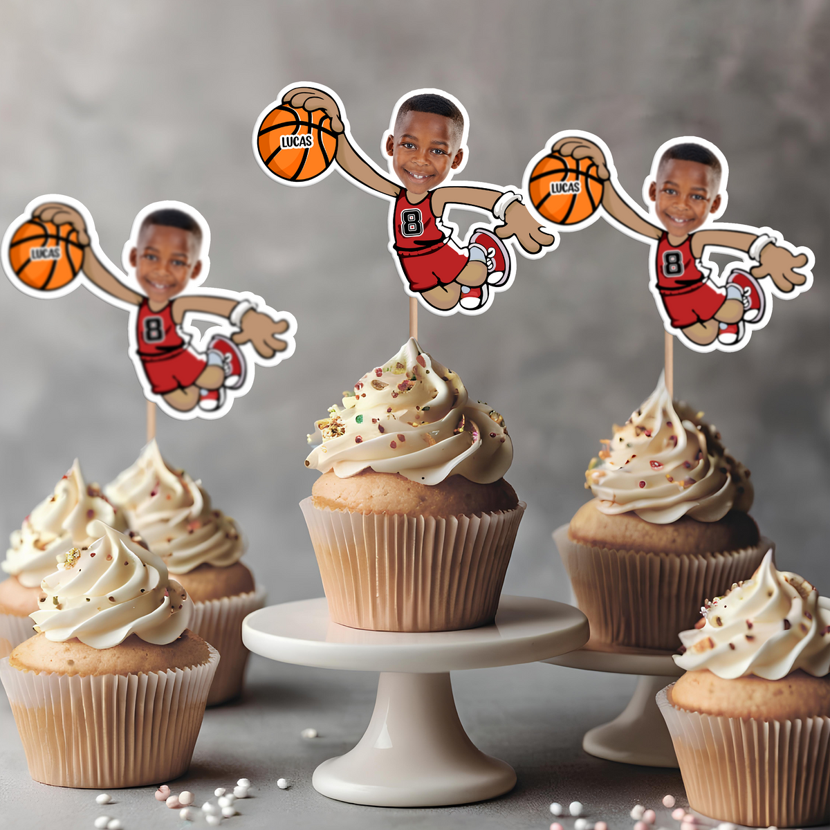 Custom Funny Face Basketball Party Decoration Cupcake Toppers LM32 893187