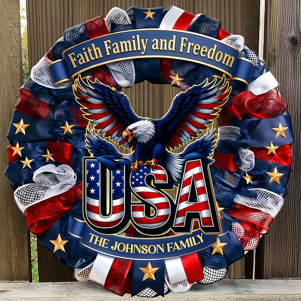 Custom Family Name Faith, Family & Freedom America 250 Years Door Sign HA75 920760