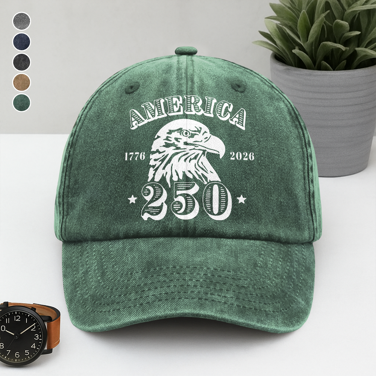 America 250 Years Happy 250th Birthday USA Washed Denim Baseball Cap HA75 897438