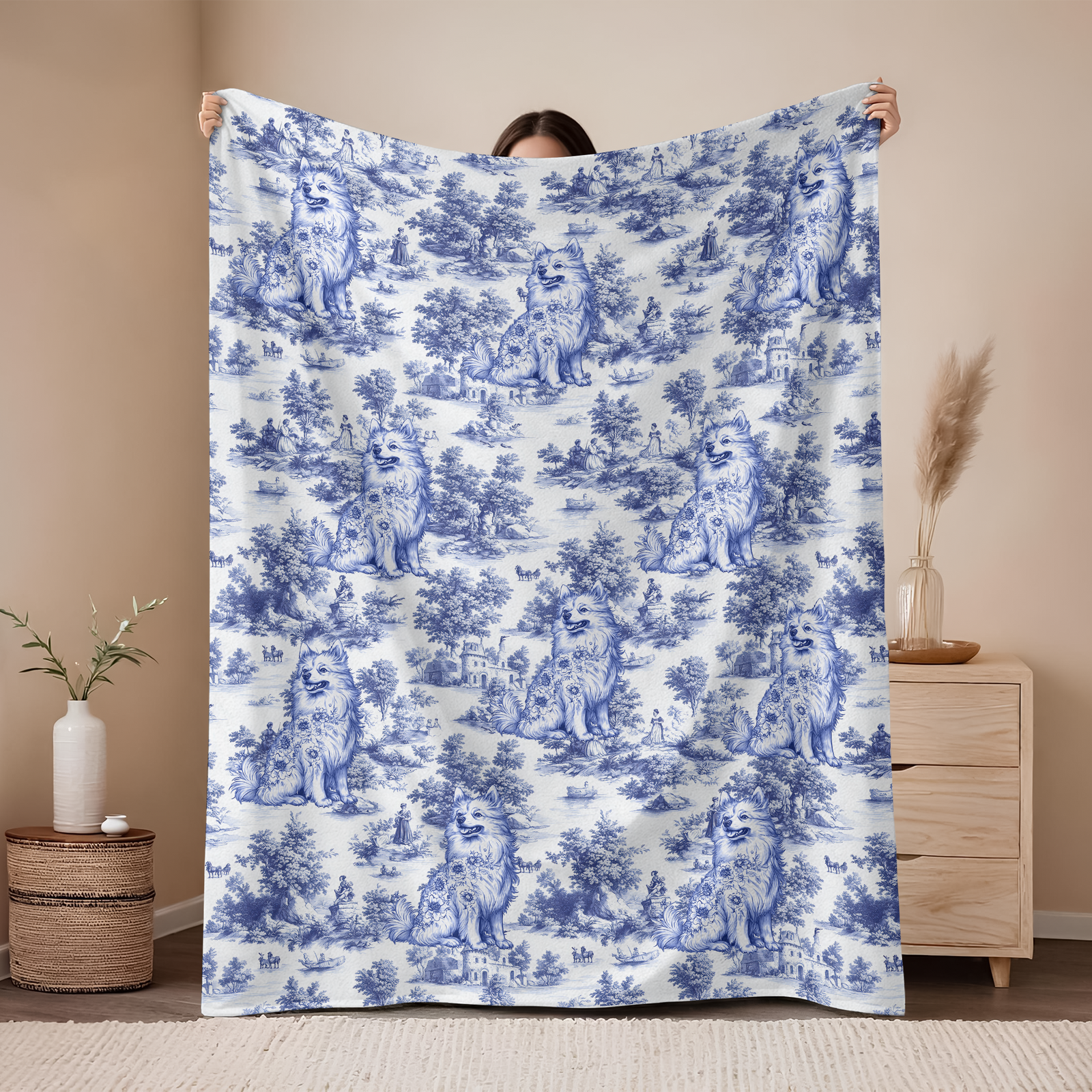 Personalized Dog Toile De Jouy Blanket For Dog Lovers HO82 894180