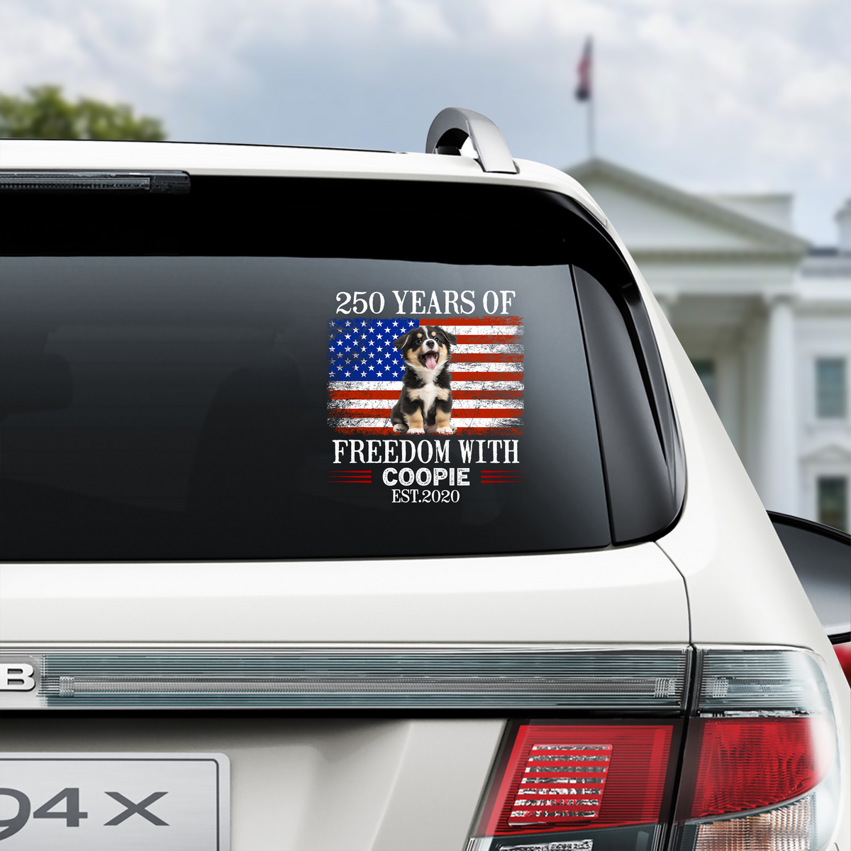 Custom Photo 250 Years Of Freedom With Dog Cat Pet Car Window Decal Sticker HA75 920102