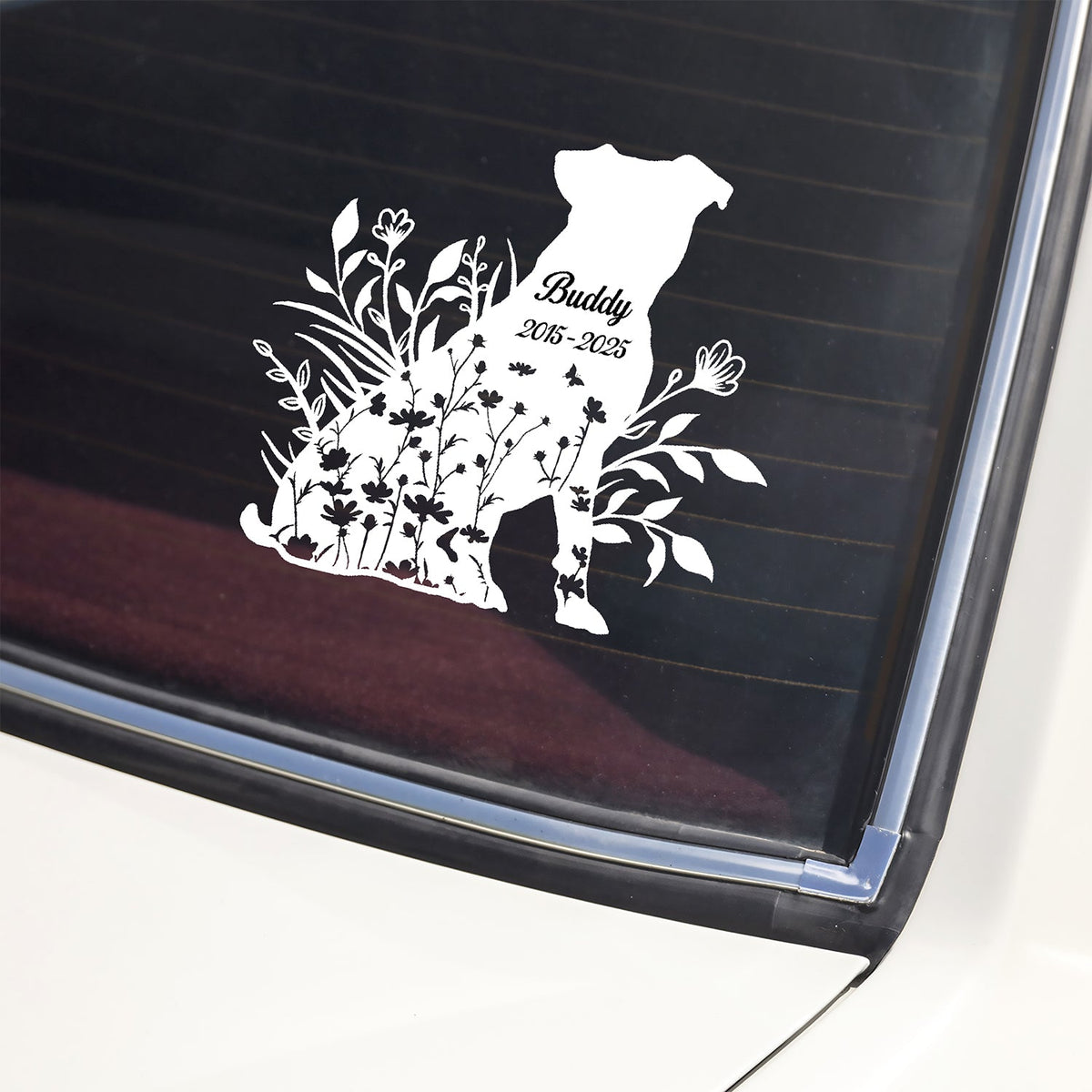 Custom Floral Dog Memorial Car Window Decal Sticker HA75 898118