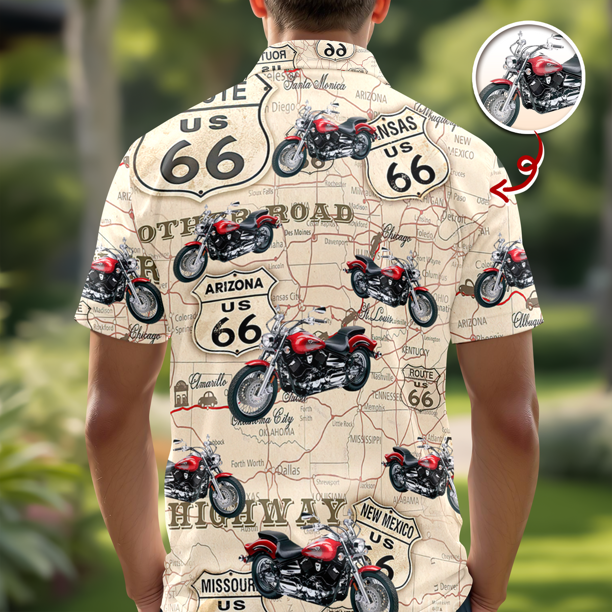 Custom Motorcycle Photo Route 66 For Motorcycle Lover Polo Shirt CH07 895682