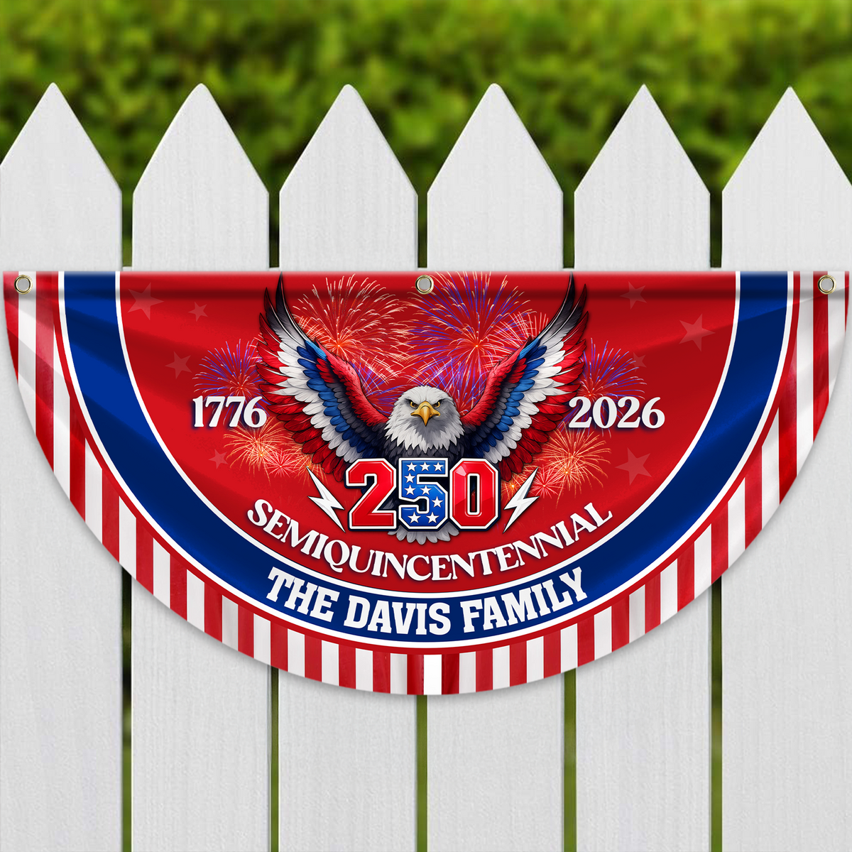 Custom Family Name Flag 250 Years America Non-Pleated Fan Flag CH07 910822