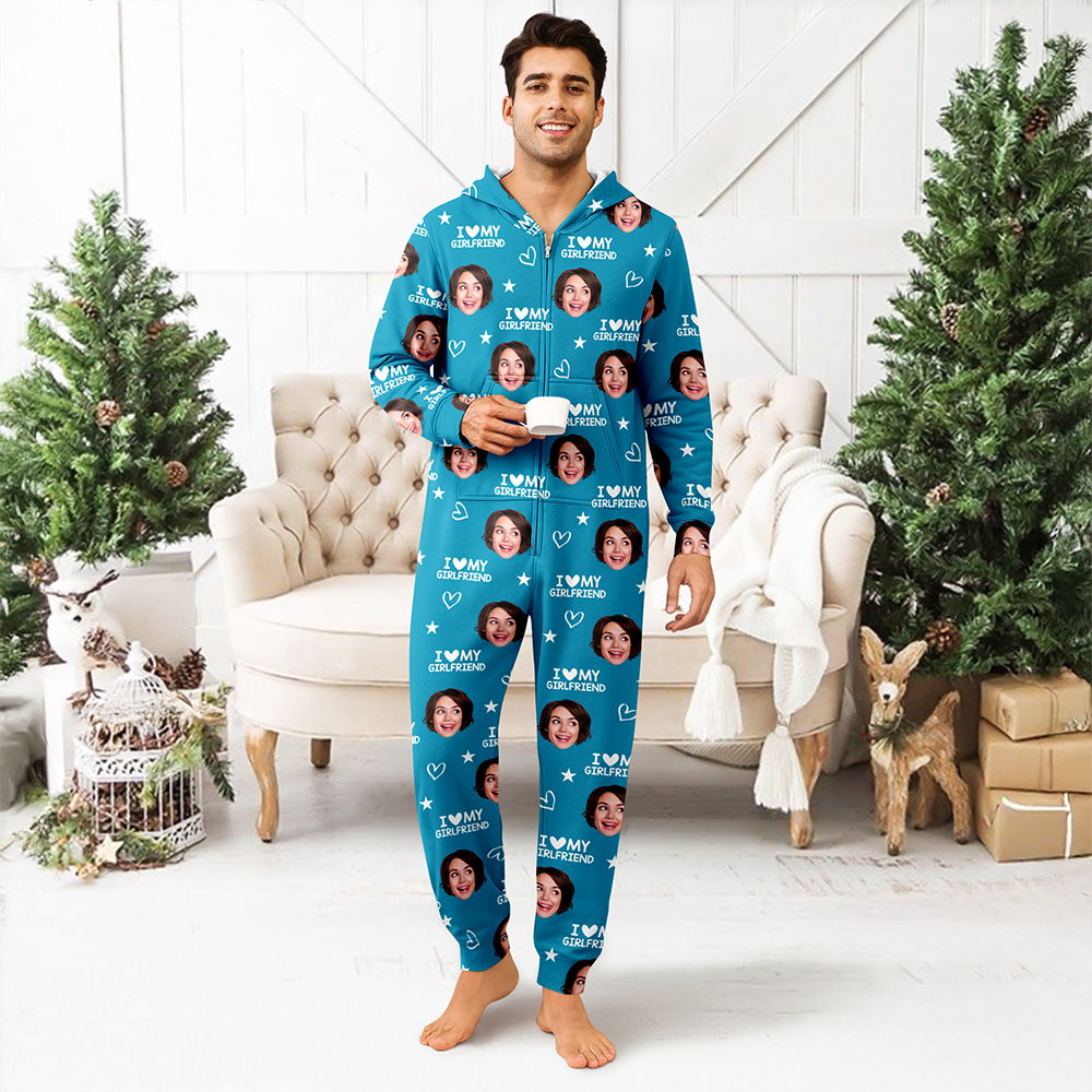 Custom Photo I Love My BoyfriendGirlfriend Valentine's Gift Onesie Pajamas For Couple HO82 900058