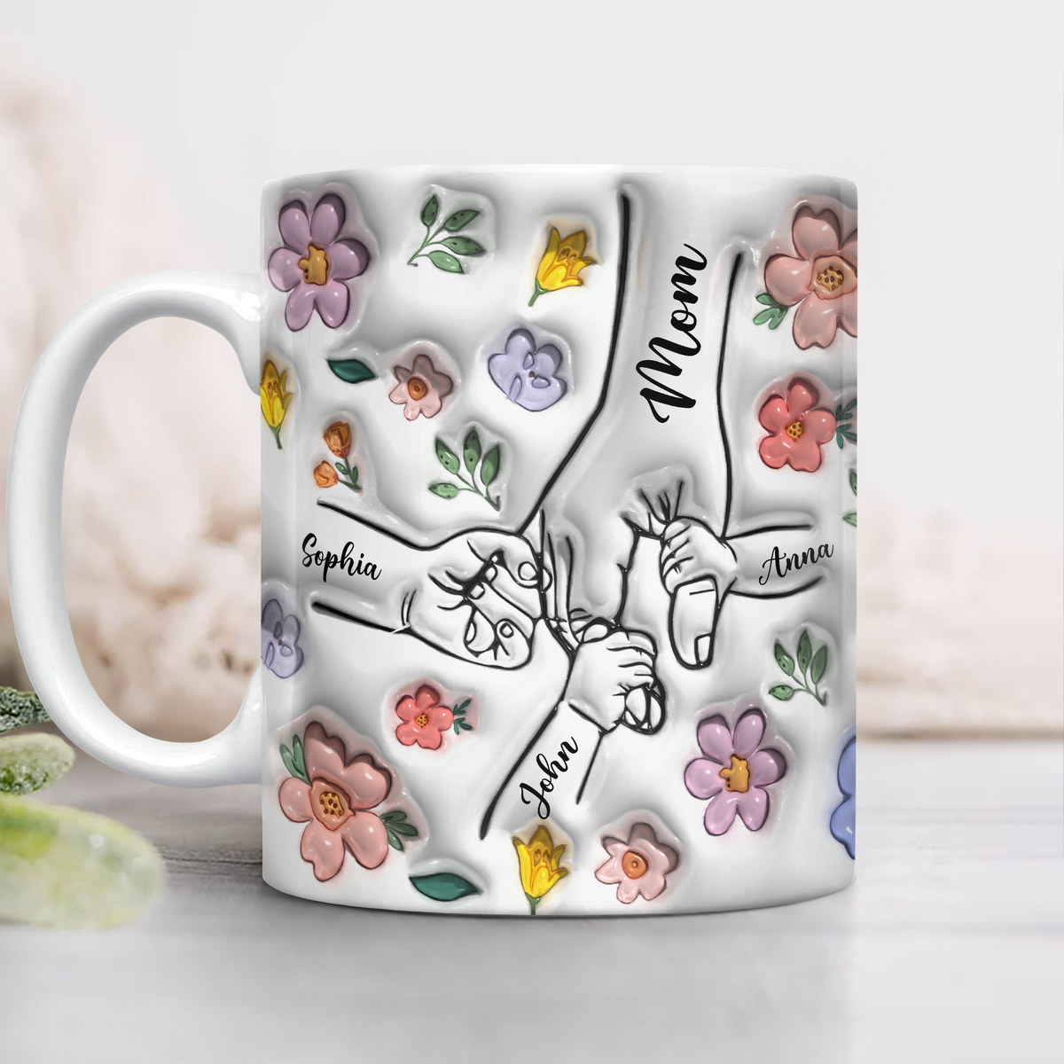 Hold My Hand, Hold My Heart  Personalized Family 3D Inflated Effect Printed Mug HA75 897128