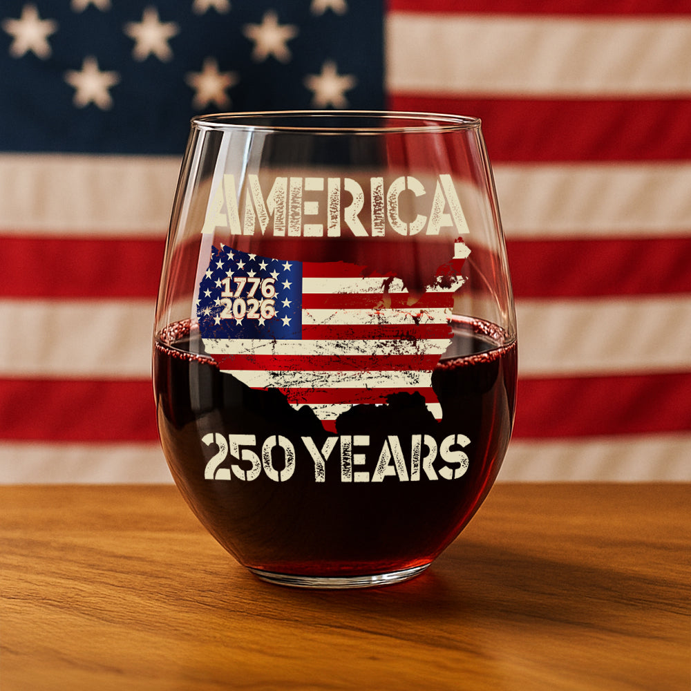 250 Years America Anniversary 250th Independence Day Wine Glass HA75 897358