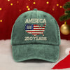 250 Years America Anniversary 250th Independence Day Washed Denim Baseball Cap HA75 897362