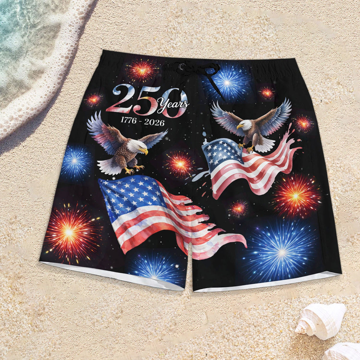 250 Years 1776 - 2026 Patriotic Eagle Beach Short HA75 921052
