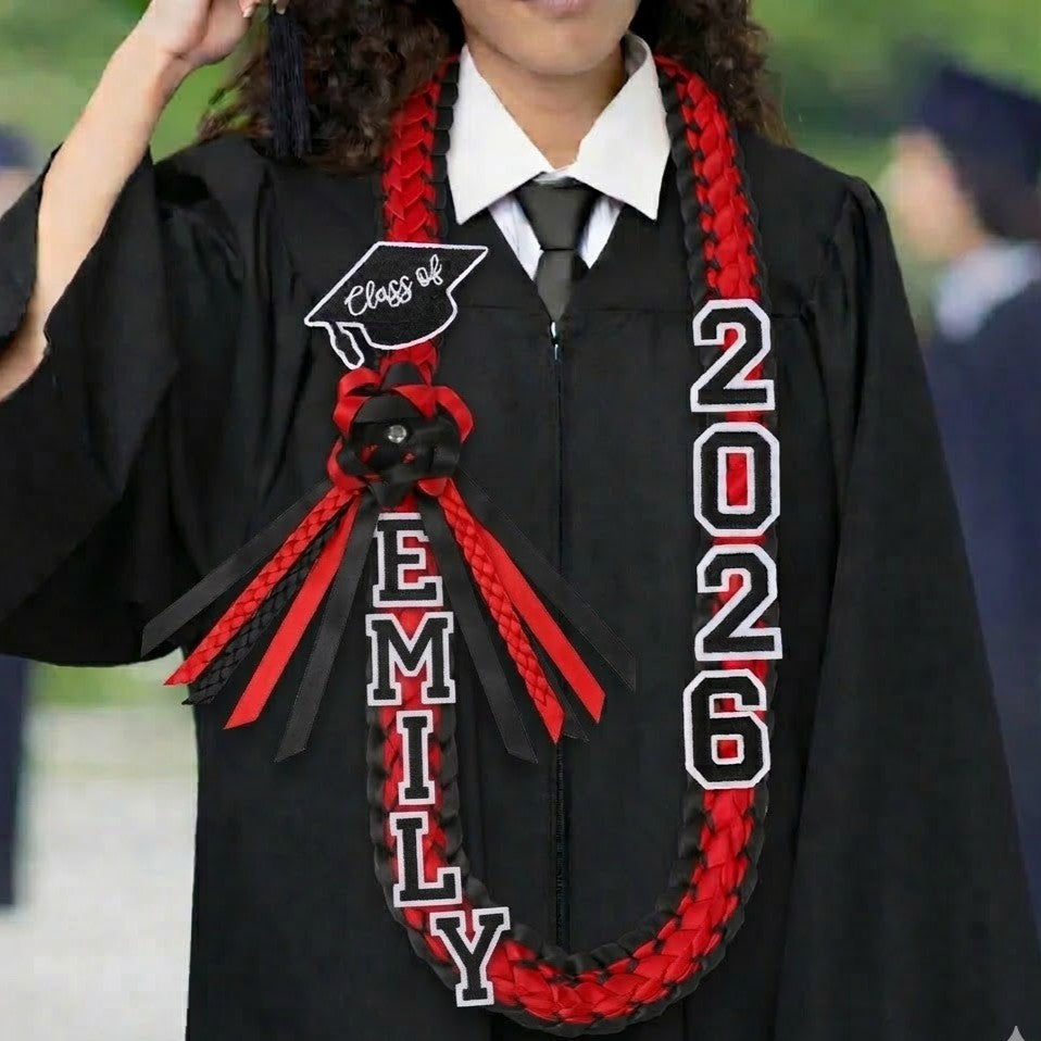 Personalized Name Class of 2026 Braided Graduation Ribbon Lei with Texts - Graduation Sash LM32 899291