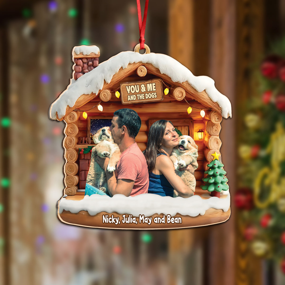 Custom Photo You & Me And The Dog  - Personalized 3D Effect Acrylic Ornament LM32 895959